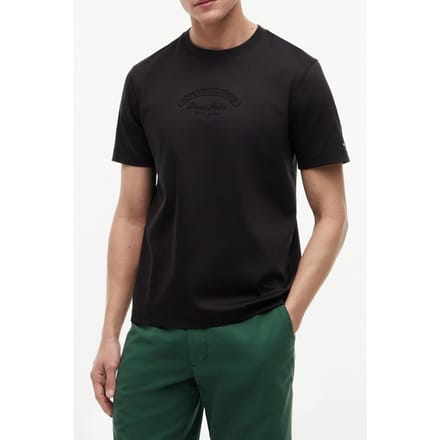 Tommy Hilfiger Interlock Embossed T-shirt Black Größe: S | Basic T-Shirts Outlet | Herren | Schwarz