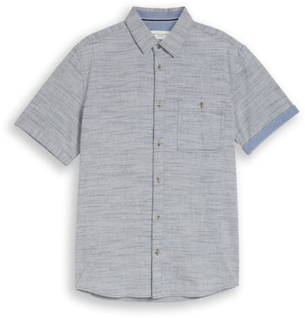 Tom Tailor - Regular fit katoenen overhemd met korte mouwen - Maat L - navy horizontal stripe