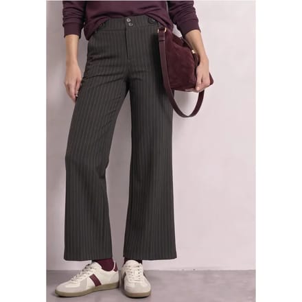 High Waist Broek met wijde pijpen en strepen