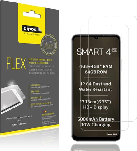 dipos – 2x Beschermfolie geschikt voor Lava Smart 4 Plus | 3D Full Cover Screenprotector | 100% Passend
