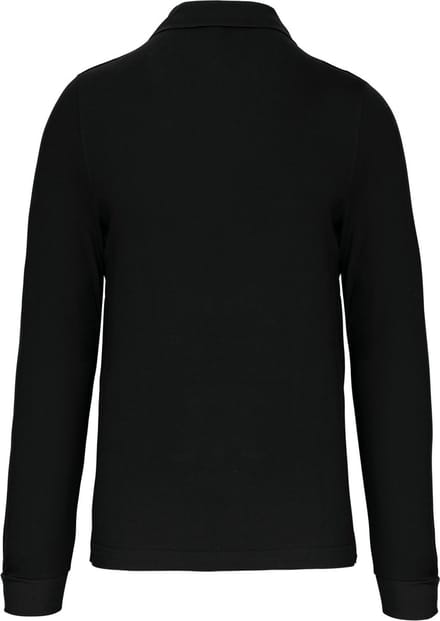 Herenpoloshirt met knopen en lange mouwen Zwart - M