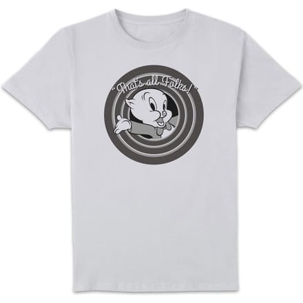 Looney Tunes Porky Pig Circle Logo T-shirt - Wit - M