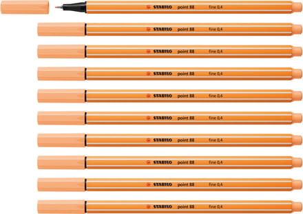 STABILO point 88 - Premium Fineliner - Fine 0,4 mm – Pastel Oranje – Doos 10 stuks