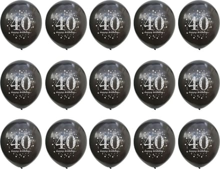 Verjaardag feest ballonnen 40 jaar 15 stuks. Ballon los 40