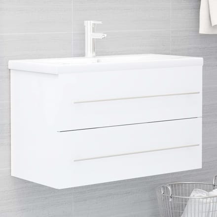 vidaXL - Wastafelkast - met - ingebouwde - wastafel - spaanplaat - wit