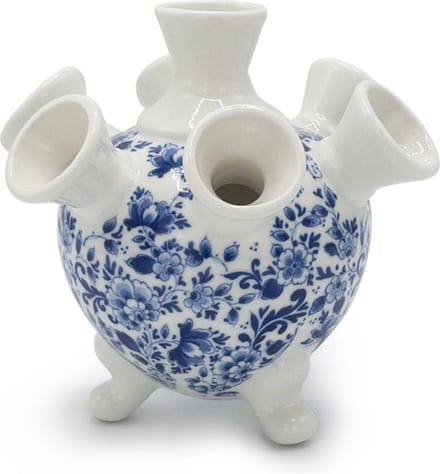 Heinen Delfts Blauw - Tulpenvaas op pootjes - Sierlijke bloem - Keramiek - 14 cm
