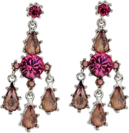 Behave Oorbellen hangers met roze steentjes