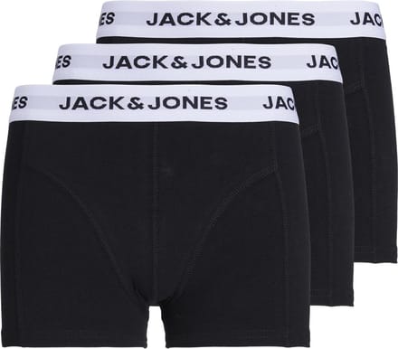 Jack & Jones Junior Zwarte Kinder Boxershorts Jongens JACBASIC 3-PacK Zwart - Maat 128
