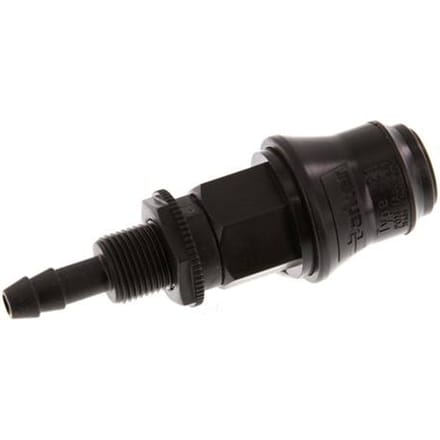 POM DN 5 Koppeling Snelkoppeling 6 mm Slangpilaar Schotkoppeling