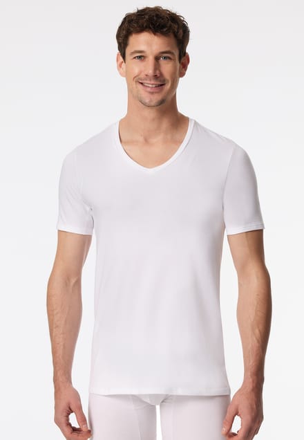 Shirt korte mouw V-hals wit - Premium Cotton 4