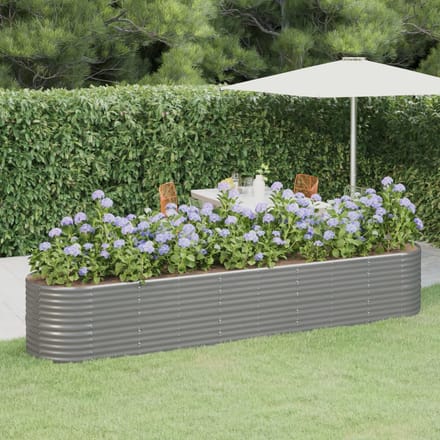 vidaXL - Plantenbak - 368x80x68 - cm - gegalvaniseerd - staal - grijs