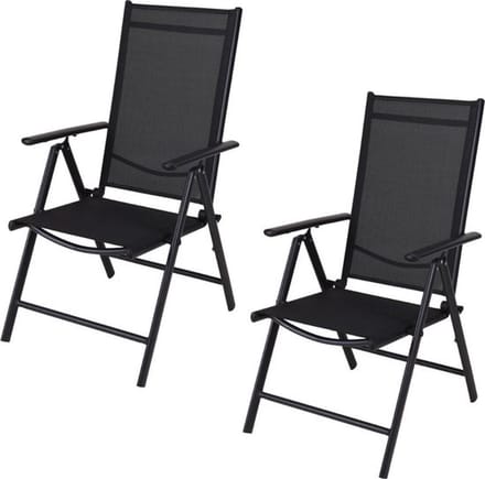 Pro Garden Tuinstoel/ Klapstoel / Vouwstoel/ Campingstoel - Inklapbaar - Zwart - 2 STUKS
