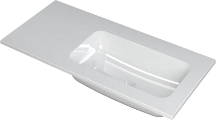 INK Faktor wastafel polystone rechts zonder kraangat 100x45x1,5cm, glans wit