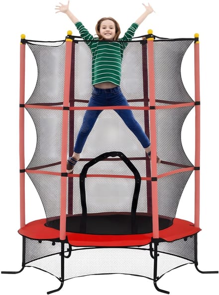 Kindertrampoline Ø163 cm – Tuintrampoline voor Kinderen 3-10 Jaar – Rood
