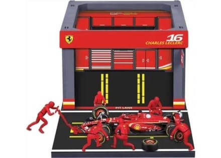 Bburago Burago Ferrari Pit Pass 1:43 met Charles Leclerc Auto's op schaal