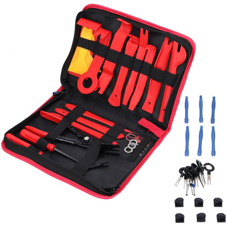 Kit d'outils de retrait audio 45 pièces Outil de démontage de garniture intérieure de panneau DVD auto Fournitures de modification red