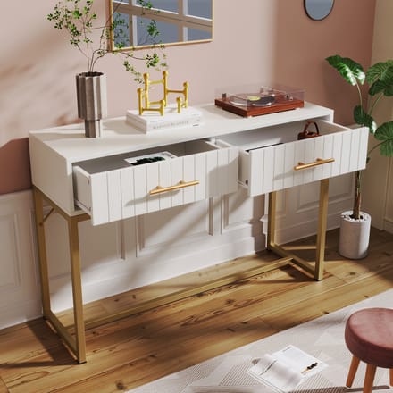 Gutent Kaptafel, Wit, H75/B100/D45 cm, met 2 laden, 75 cm hoog.