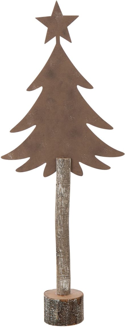 J-Line decoratie Kerstboom + Ster - ijzer/hout - bruin - large