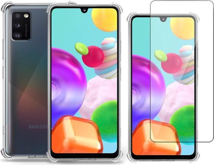 Hoesje geschikt voor Samsung Galaxy A41 - Screenprotector Glas - Shockline Case Cover Hoes