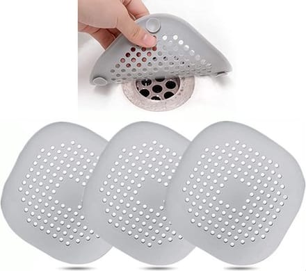 Knaak Siliconen Afvoerstop - Set van 3 - Voor Douche, Wastafel & Keuken - Grijs