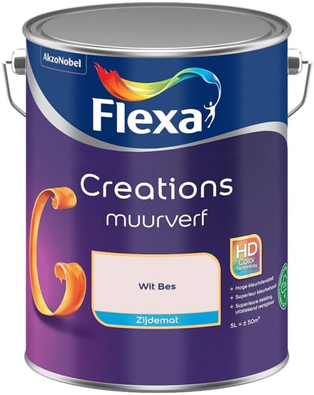 Flexa - Creations Muurverf Zijdemat - Wit Bes - Mengverf - 5 L