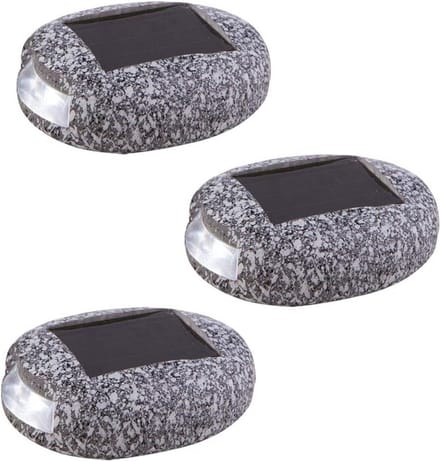 Set van 3 Solar Tuinlampen Grijs IP44 Verlichting op Zonne-energie