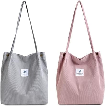 PromoHome Dames Schoudertas Set - 2-delige Cord Tas met Binnenvakken
