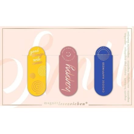 Magnetische boekenlegger smile set à 3 stuks - happy place