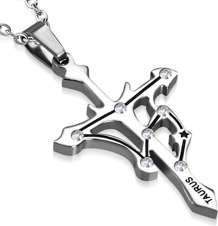 Amanto Ketting Stier - 316L Staal PVD - Horoscoop - 30x20mm - 50cm