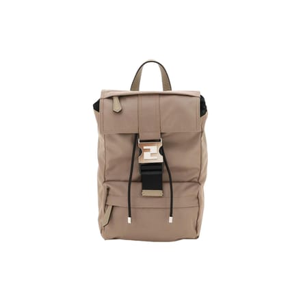 Fendi ness FF Boucle Patchwork Logo Maille Cordon de Serrage Épaule Nylon Sac Cabas Sacs Homme Marron 7VZ067AGQTF1GLA Basic Set (Bag+Dust Bag)