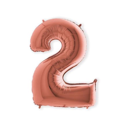 Folieballon cijfer '2' rosÃ© goud (100cm)