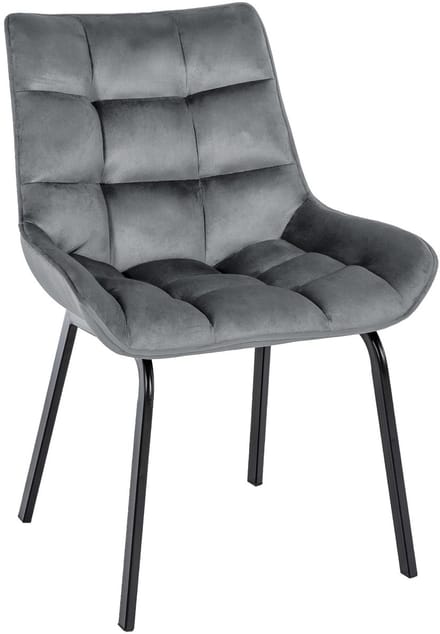 CLP Saranda Eetkamerstoel - klassiek - met zwart metalen frame - met rugleuning - Fluweel/donkergrijs