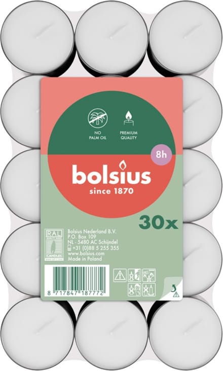 Bolsius - Theelichten - 30 stuks per verpakking - Brickpack