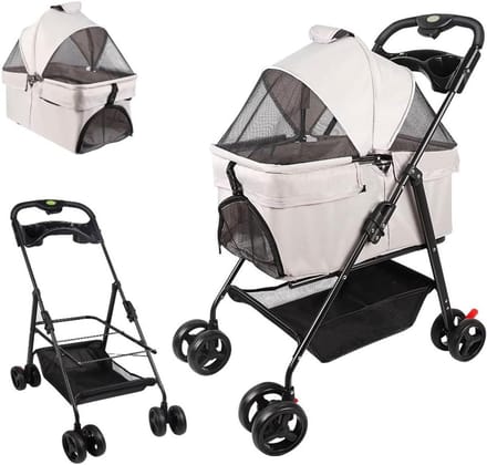 Huisdierenwagen Kinderwagen - Reisbuggy Dier - Comfortabel Vervoer - Scheidbaar Ontwerp - Niet Gespecificeerd - Wit