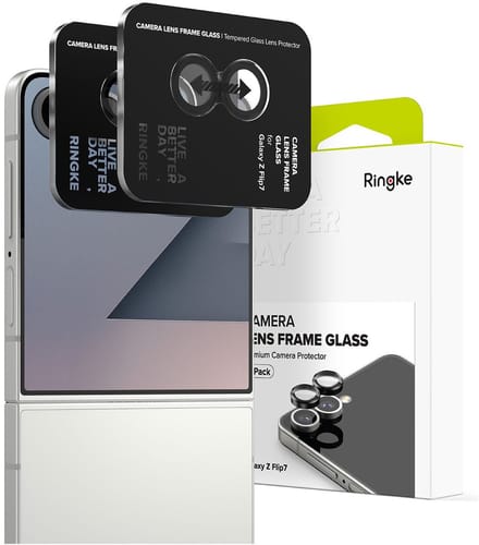 Ringke Camera Lens Frame Glass - Camera Protector Geschikt voor Samsung Galaxy Z Flip 7 - Case Friendly Tempered Glass - Zwart 2-Pack