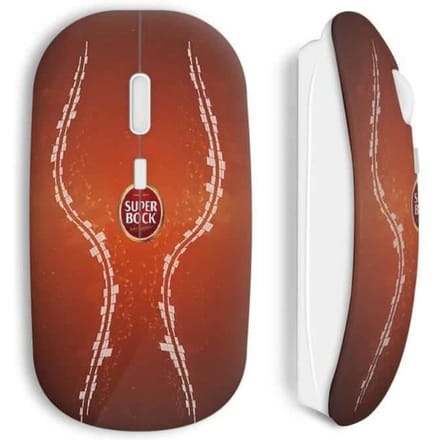 Souris Sans Fil - Cerveja - Super Bock - Compatible Mac et PC - Clé USB incluse - Marron