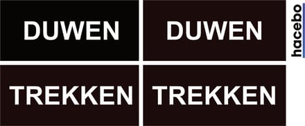 Deursticker Set Duwen Trekken Horizontaal - 7x3 cm - Set van 4 stuks - Zwart met witte tekst - Push en Pull - UV en Waterproof