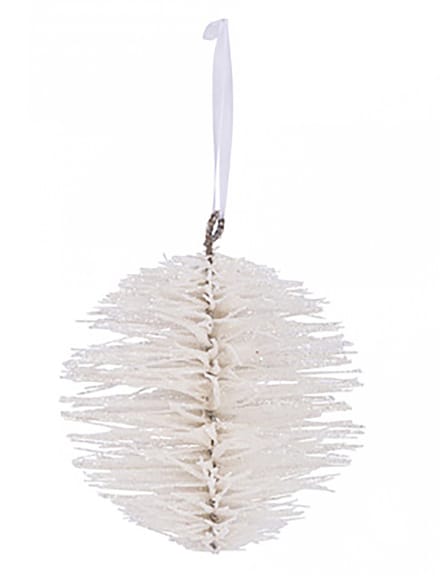 ARTYFETES - Witte glitter kerstbal 15 cm met takjes effect