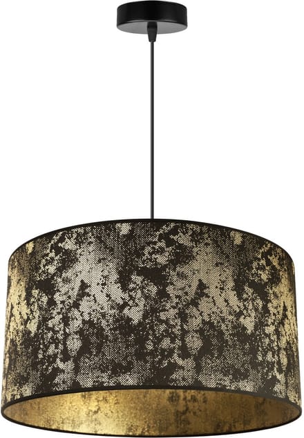 Light Home WERONA - Hanglamp 1-Lichts - Stoffen Kap Ø45 cm Goud/Zwart - E27