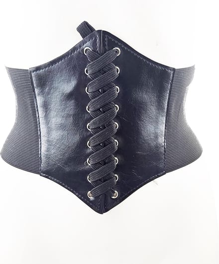 BamBella ® - Riem Mode Body Gothic met vetersluiting Verstelbaar zwart goth nep leer