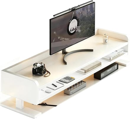 Monitor Verhoger - Bureau Organizer - Bureau Opruimen - Met Opbergplank - 100 cm - Wit