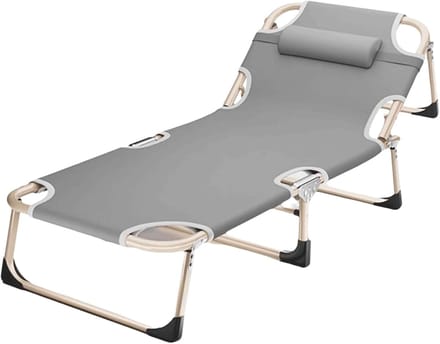 Vouwbed - Kampeerbed - Buiten slapen - Verstelbare rugleuning - 180x62x29cm - Grijs