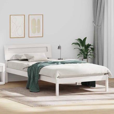 vidaXL - Bedframe - met - hoofdeinde - Wit - 100 - x - 200 - cm - Massief - grenenhout
