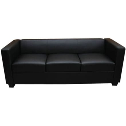 3-zits bank loungebank Lille ~ leder, zwart