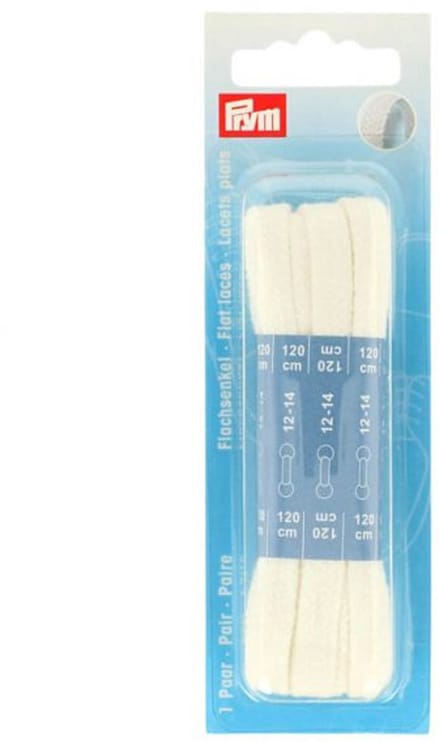 Prym Schoenveters 120cm - Platte witte veters 1 paar - 100% katoen - Stevige basic schoenveters