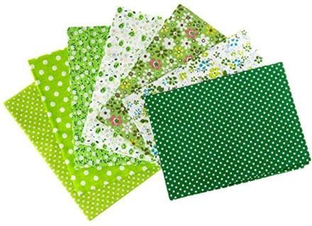 7-delige patchwork stofset van 100% katoen in groen - perfect voor creatieve naaiprojecten