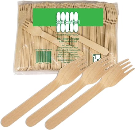 Houten Bestek - Vorken Set - Feestelijk Diner - 100% Composteerbaar - 250 Stuks - Houtkleur