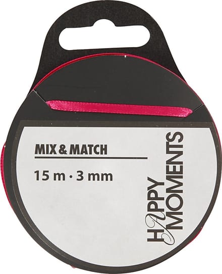 Satijnlint, B: 3 mm, roze, 15 m/ 1 rol