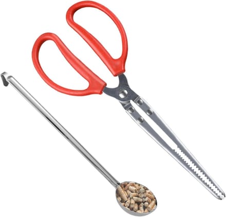 Open haard tang - Vuurgrijper houtskool schep - Kampvuur beheer - Dubbel gereedschap klem schep - 29 cm - Zwart