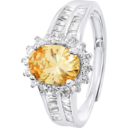 Sapphire Orange Ring Crystal en Zirkoniumoxides Zilver 925 Verstelbaar - Diana